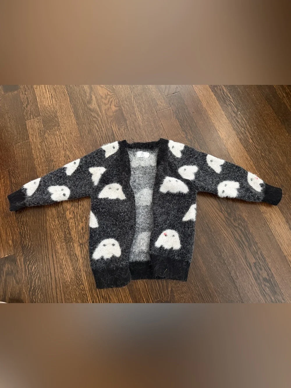 Toddler Halloween Ghost Fuzzy Cardigan Sweater